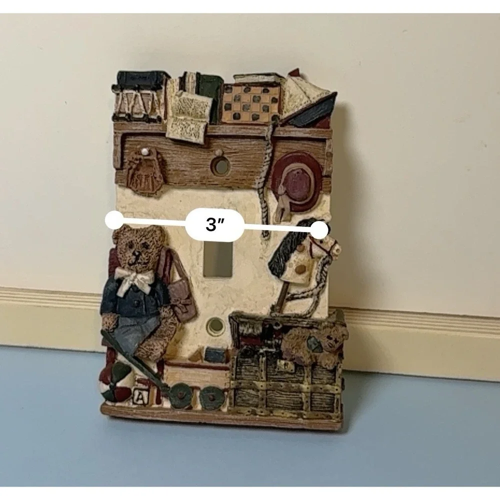 Vintage Teddy Bear Kids Toys Playroom 3D Light Switch Plate Wall Cover